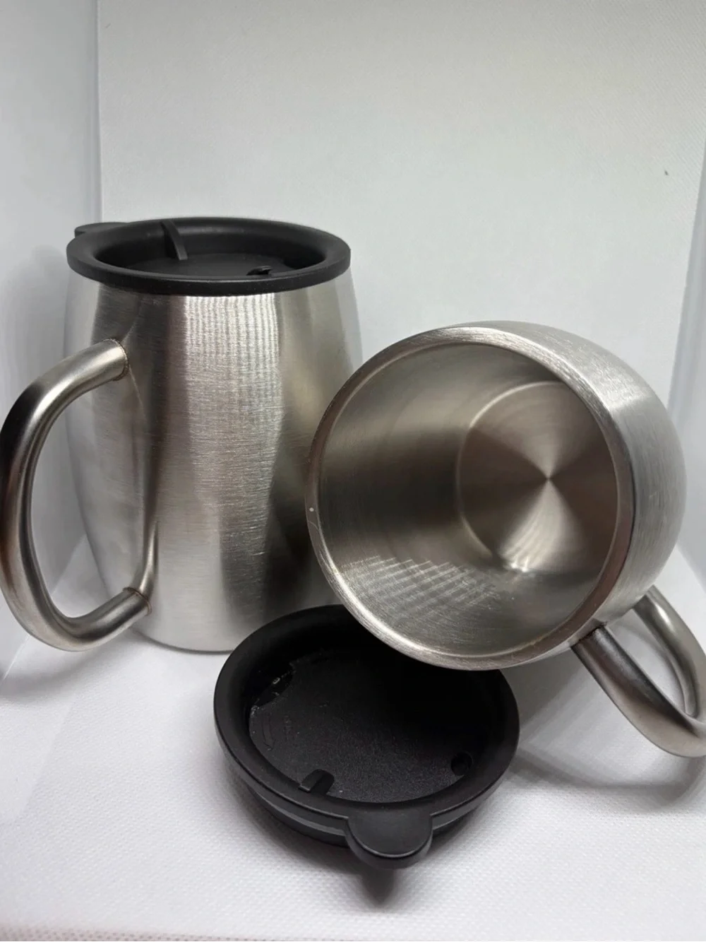 FineDine His&Hers Stainless Steel Mugs Double Wall Insulated Cup Lid 16oz, 2pc